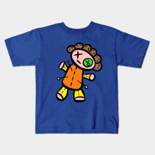 Voodoo Doll Cartoon Curly Dolly Pins Kids T-Shirt